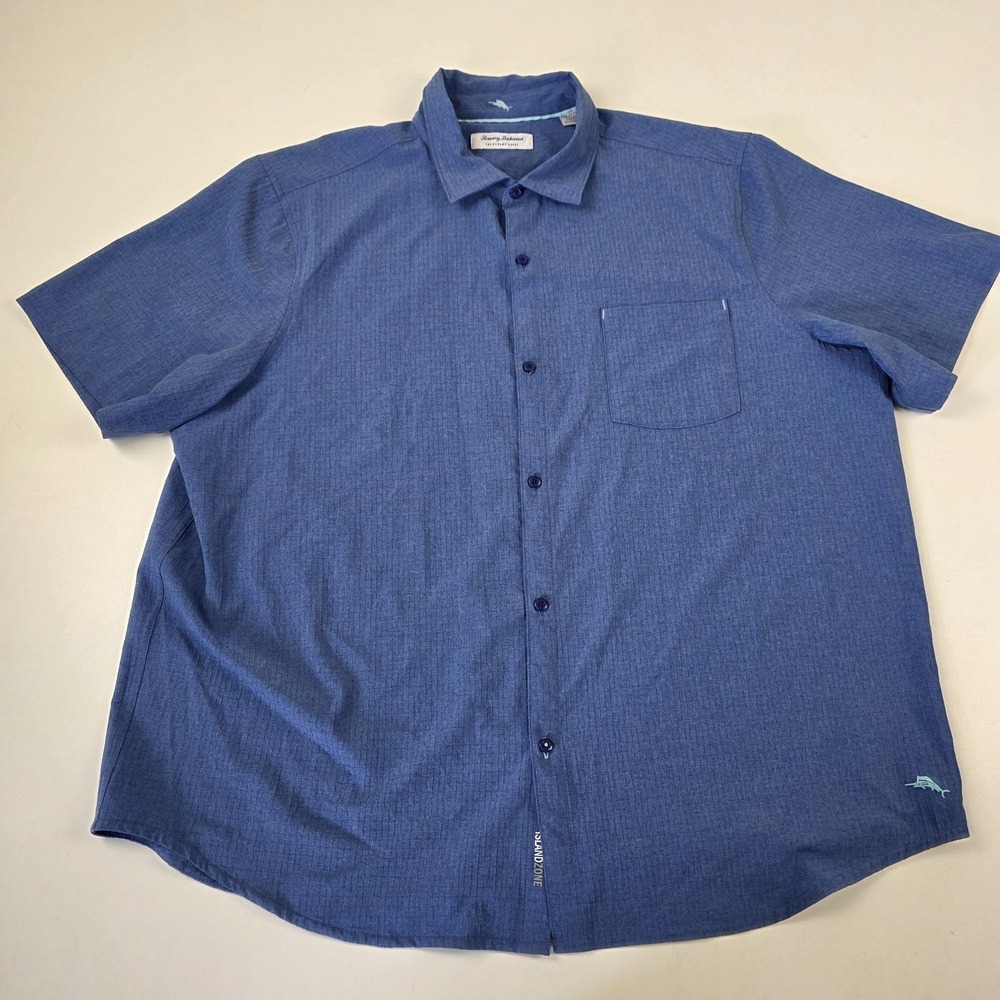 Tommy Bahama Blue Short-Sleeve Casual Button-Down Shirt